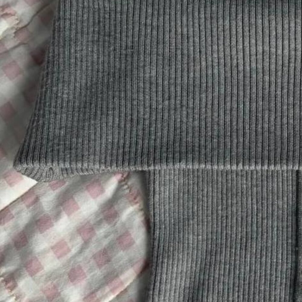 Gray Ribbed Off Shoulder Top - image 3